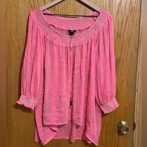H&M beachy Flowy top women’s sz 14 oversized pink top‎ indie
